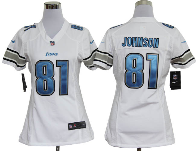 Nike Team Women Jerseys Detroit Lions 81 Calvin Johnson White Game